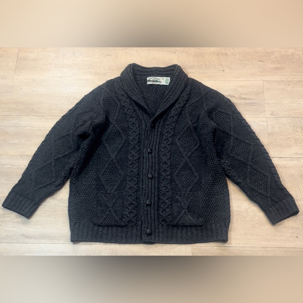 Aran Crafts Men’s 100% Merino Wool Cable Knit Shawl Collar Cardigan Sweater XXL - Picture 5 of 10